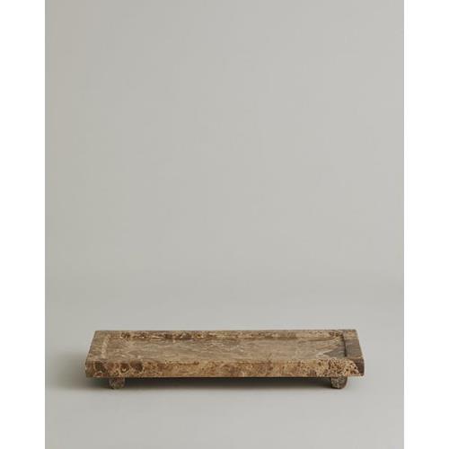 Nordal - AYU marble tray, flat rectangular, brown