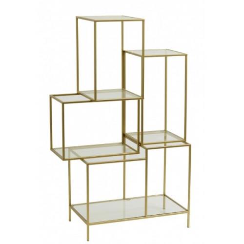 Nordal - Rack with glass shelves, metal, gold
