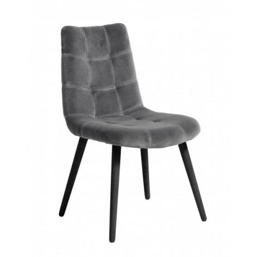 Nordal - Dinner chair, grey, velvet, black legs