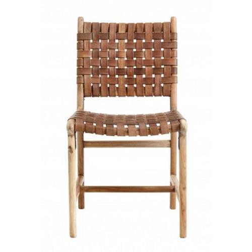 Nordal - AYA dinner chair, brown leather/wood