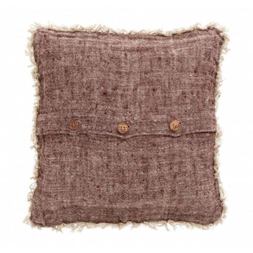 Nordal - Cushion cover, burgundy, linen w/fringes