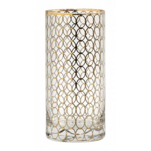 Nordal - CIRCLE tall glass w. gold pattern