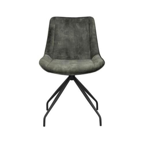 Rowico Home - Rossport stol grön sammet/Svarta metallben snurr