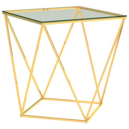 vidaXL Soffbord guld och transparent 50x50x55 cm rostfritt stål