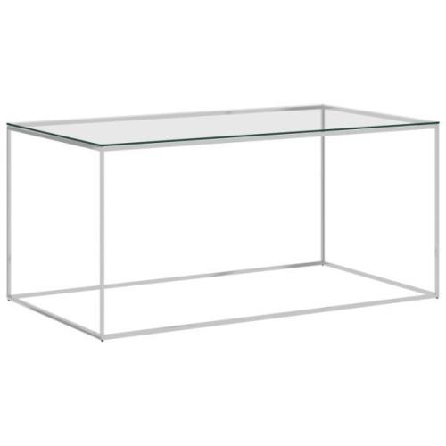 vidaXL Soffbord silver 90x50x43 cm rostfritt stål och glas