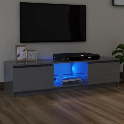 vidaXL TV-bänk med LED-belysning grå högglans 140x40x35,5 cm