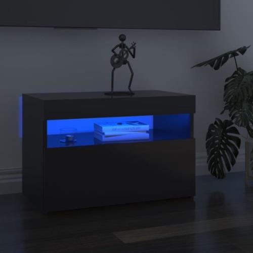 vidaXL TV-bänk med LED-belysning grå högglans 60x35x40 cm