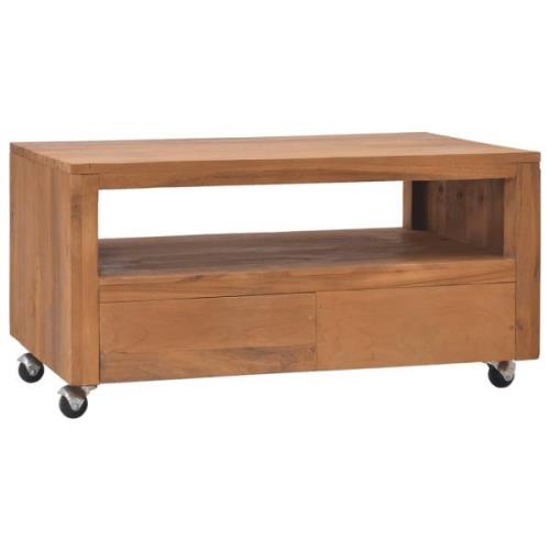 vidaXL TV-bänk med hjul 80x50x42 cm massiv teak