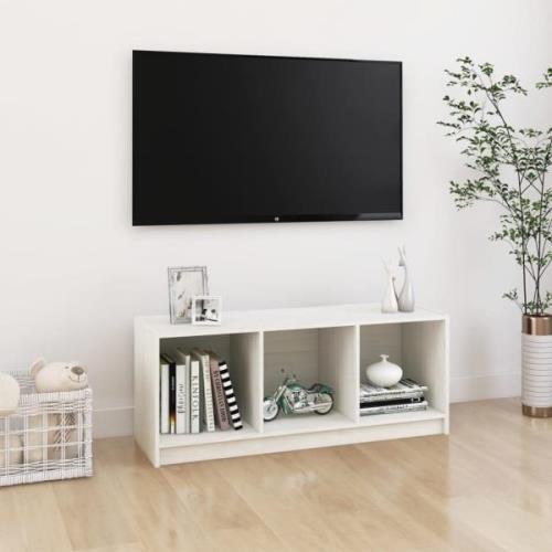 vidaXL TV-bänk vit 104x33x41 cm massiv furu