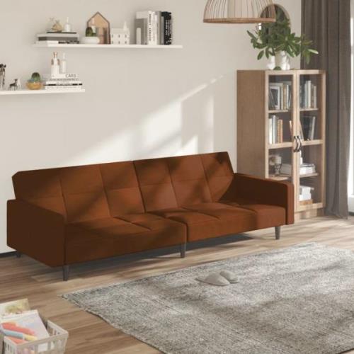 vidaXL Bäddsoffa 2-sits brun mikrofibertyg