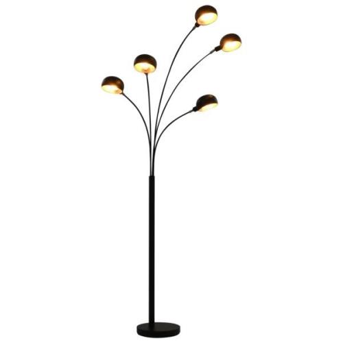 vidaXL Golvlampa 200 cm 5 x E14 svart och guld