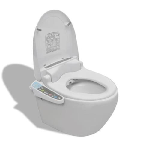 vidaXL Vägghängd toalett med automatisk elektronisk sits vit