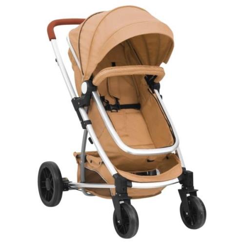 vidaXL Barnvagn 2-i-1 taupe aluminium