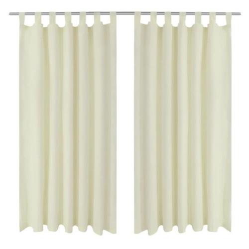 2-pack gardiner med öglor i gräddvit microsatin 140 x 225 cm