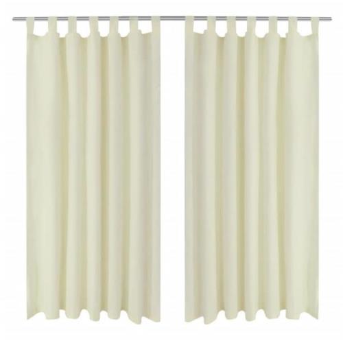 2-pack gardiner med öglor i gräddvit microsatin 140 x 245 cm