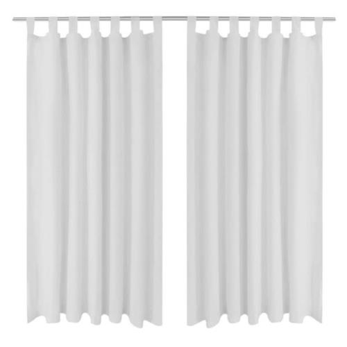 2-pack gardiner med öglor i vit microsatin 140 x 225 cm