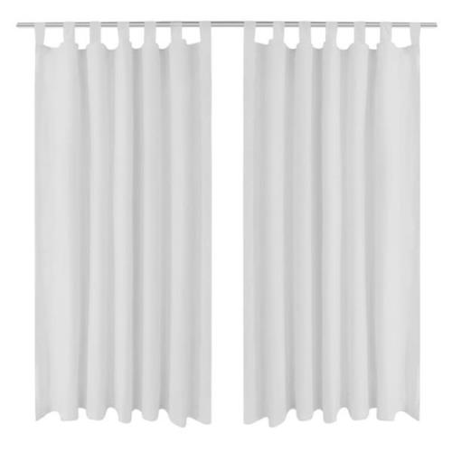 2-pack gardiner med öglor i vit microsatin 140 x 245 cm