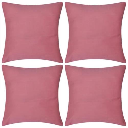 4 Kuddöverdrag i bomull rosa 50 x 50 cm