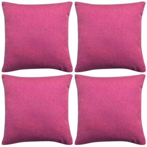 vidaXL Kuddöverdrag 4 st linne-design 40x40 cm rosa