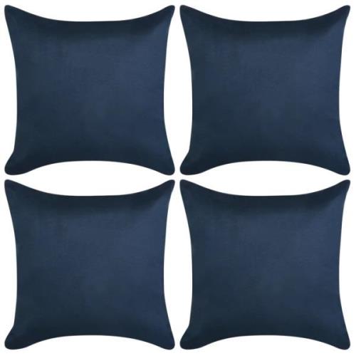 vidaXL Kuddöverdrag 4 st 40x40 cm mockaimitation polyester marinblå