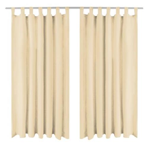 vidaXL Gardiner i microsatin 2 st med öglor 140x245 cm beige