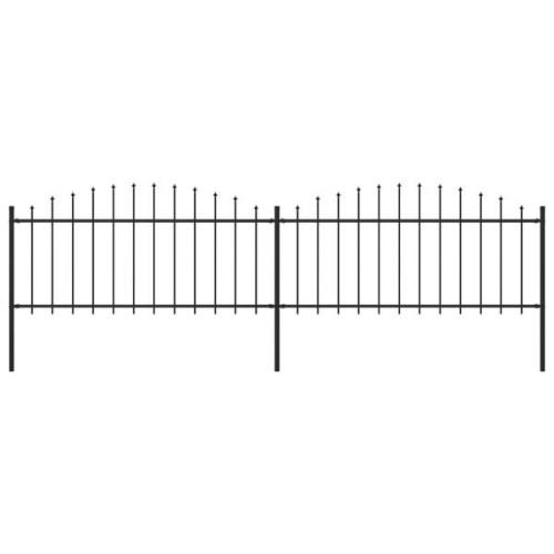 vidaXL Trädgårdsstaket med spjuttopp stål (0,5-0,75)x3,4 m svart