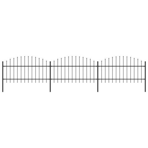 vidaXL Trädgårdsstaket med spjuttopp stål (1-1,25)x5,1 m svart