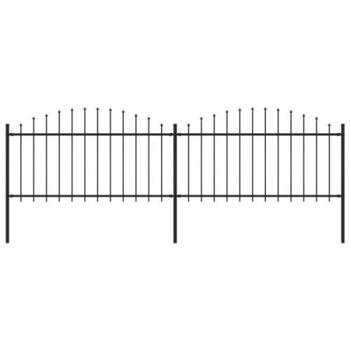 vidaXL Trädgårdsstaket med spjuttopp stål (1,25-1,5)x3,4 m svart