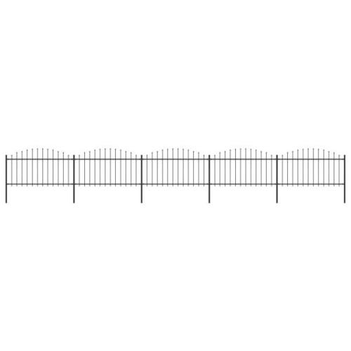 vidaXL Trädgårdsstaket med spjuttopp stål (1,25-1,5)x8,5 m svart