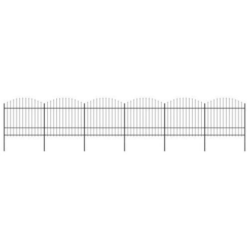 vidaXL Trädgårdsstaket med spjuttopp stål (1,5-1,75)x10,2 m svart