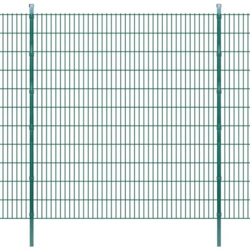 vidaXL 2D Stängselpaneler med stolpar 2008x2230 mm 4 m grön