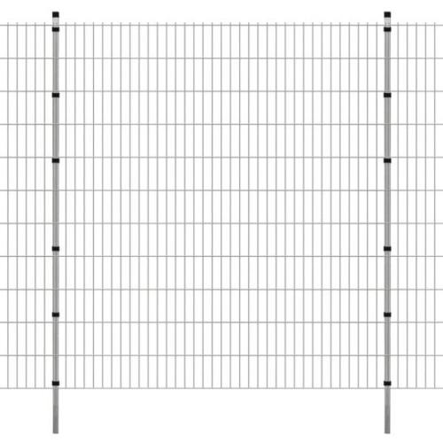 vidaXL 2D Stängselpaneler & stolpar 2008x2230 mm 20 m silver