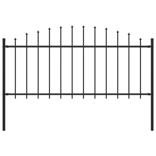 vidaXL Trädgårdsstaket med spjuttopp stål (0,5-0,75)x1,7 m svart