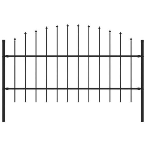 vidaXL Trädgårdsstaket med spjuttopp stål (0,75-1)x1,7 m svart