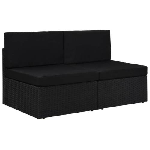 vidaXL Modulsoffa 2-sits konstrotting svart