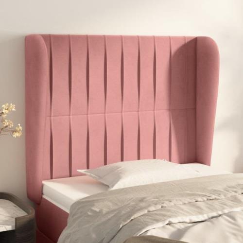 vidaXL Sänggavel med kanter rosa 103x23x118/128 cm sammet