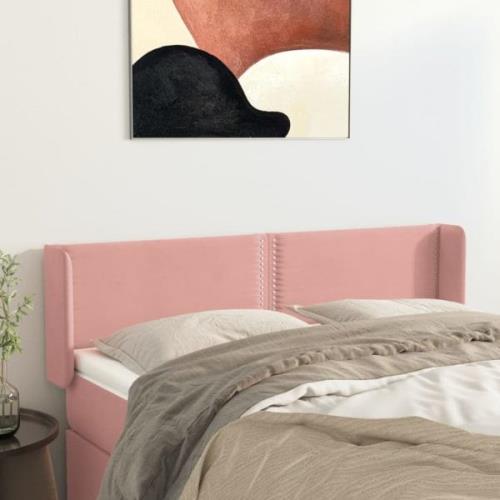 vidaXL Sänggavel med kanter rosa 147x16x78/88 cm sammet