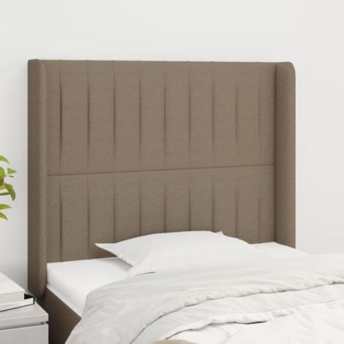 vidaXL Sänggavel med kanter taupe 83x16x118/128 cm tyg