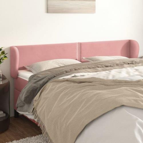 vidaXL Sänggavel med kanter rosa 203x23x78/88 cm sammet