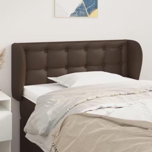 vidaXL Sänggavel med kanter brun 103x23x78/88 cm konstläder
