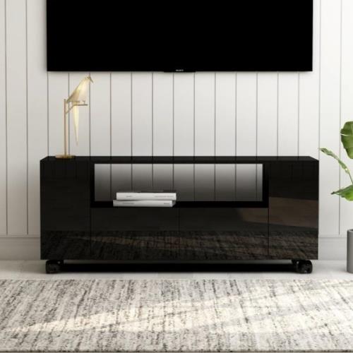 vidaXL TV-bänk svart högglans 120x35x48 cm konstruerat trä