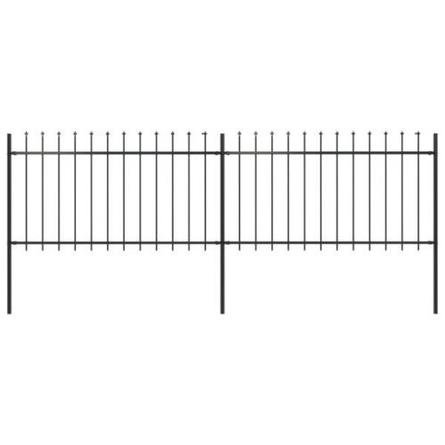 vidaXL Trädgårdsstaket med spjuttopp stål 3,4x1 m svart