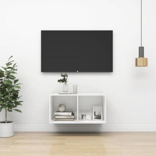 vidaXL Väggmonterad tv-bänk vit 37x37x72 cm konstruerat trä