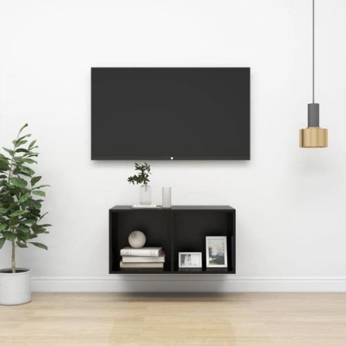 vidaXL Väggmonterad tv-bänk svart 37x37x72 cm konstruerat trä