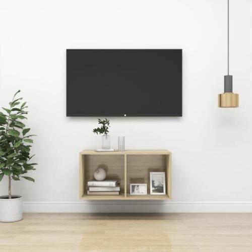 vidaXL Väggmonterad tv-bänk somona-ek 37x37x72 cm konstruerat trä