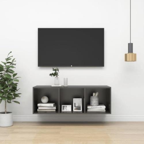 vidaXL Väggmonterad tv-bänk grå 37x37x107 cm konstruerat trä