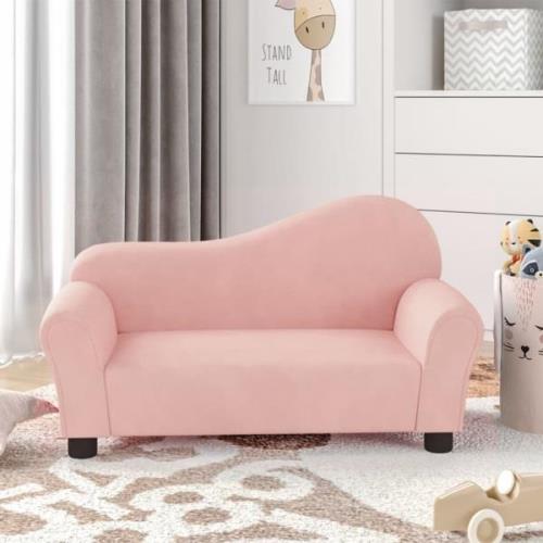 vidaXL Barnsoffa rosa sammet