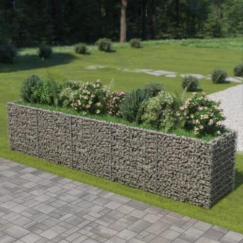 vidaXL Planteringsgabion upphöjd galvaniserat stål 450x90x100 cm