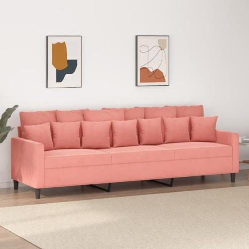 vidaXL 3-sitssoffa rosa 210 cm sammet