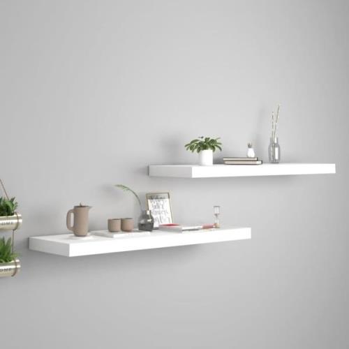 vidaXL Svävande vägghyllor 2 st vit 80x23,5x3,8 cm MDF